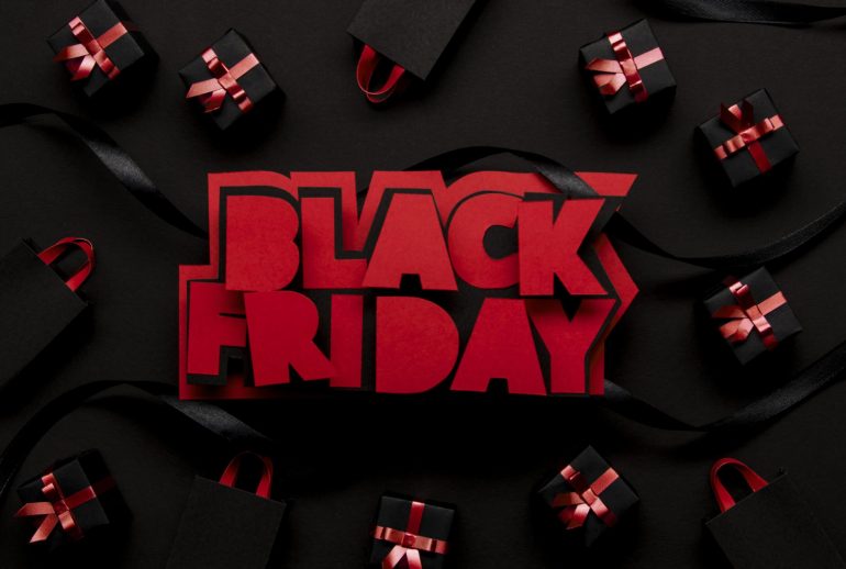 viernes-negro-rojo-y-vista-superior-de-cajas-de-regalo